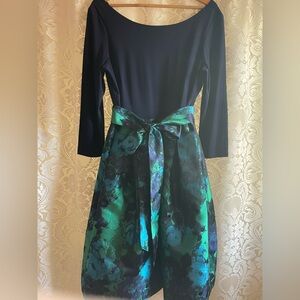 Jessica Howard Plus Size Classy Semi Formal Watercolor Blue Green Navy Dress